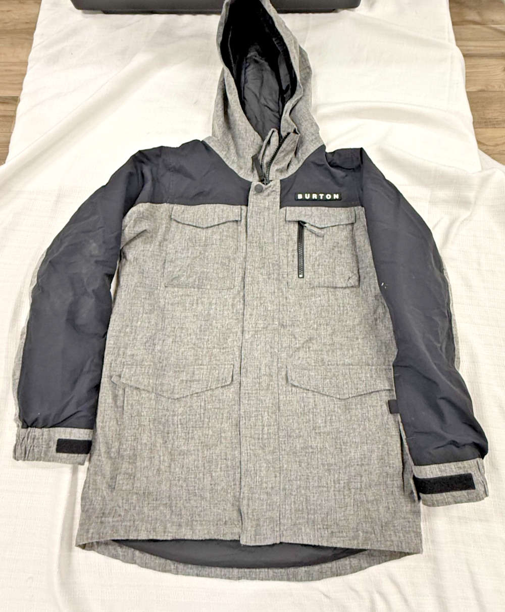 Burton DryRide Youth Large L Snowboard Ski Jacket Gray Black Hooded Coat